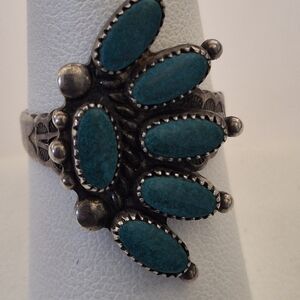 Zuni Native American Turquoise Silver Ring Size 8
